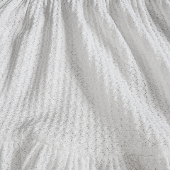 Paper Crane Small White Smocked Tie Strap Peplum Sleeveless Waffle Top - Picture 11 of 16